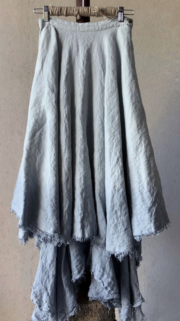 Linen Romany Skirt- Sky